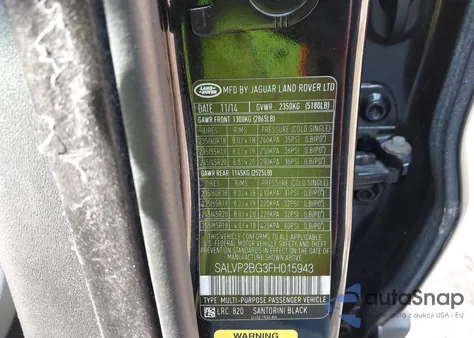 2015 Land Rover Range Rover Evoque Pure z USA, uszkodzony, nr VIN SALVP2BG3FH015943